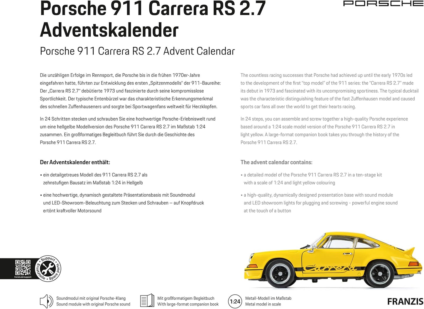 Porsche 911 Carrera RS 2.7 Advent Calendar 1:24